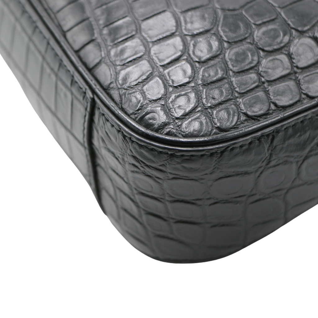 Saint Lauurent Le 5 à 7 croc-embossed leather shoulder bag