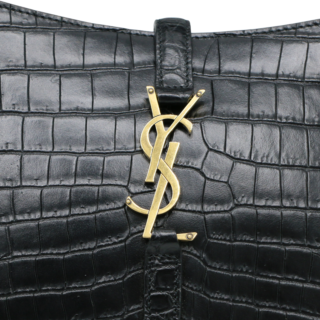 Saint Lauurent Le 5 à 7 croc-embossed leather shoulder bag
