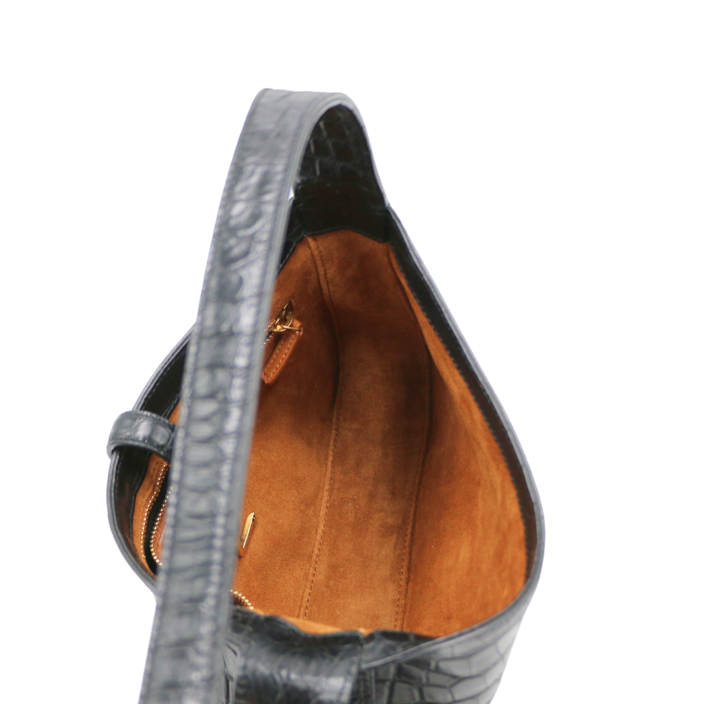 Saint Lauurent Le 5 à 7 croc-embossed leather shoulder bag