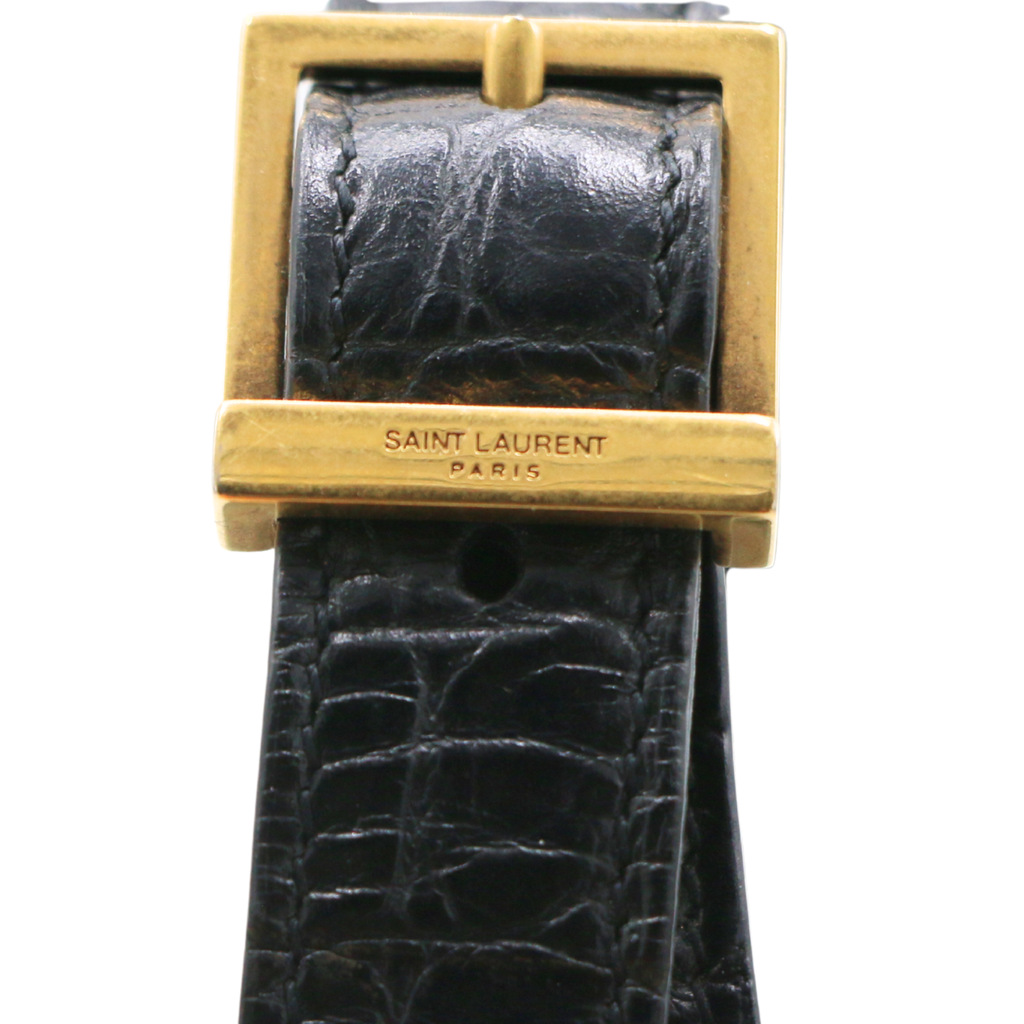 Saint Lauurent Le 5 à 7 croc-embossed leather shoulder bag