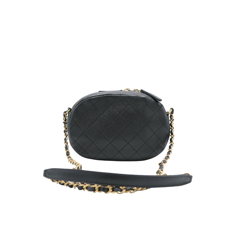 Chanel Lambskin Quilted Coco Midnight Camera Case Black