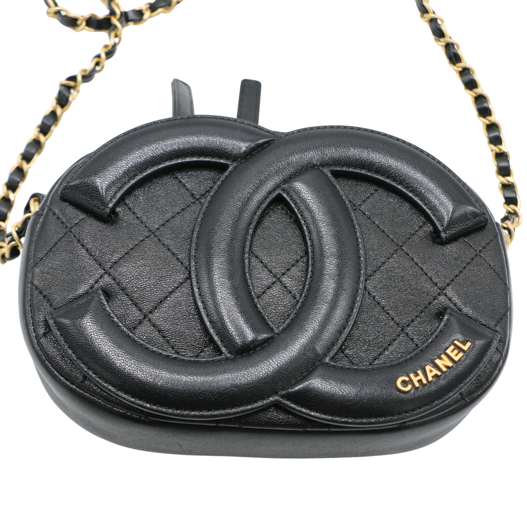 Chanel Lambskin Quilted Coco Midnight Camera Case Black