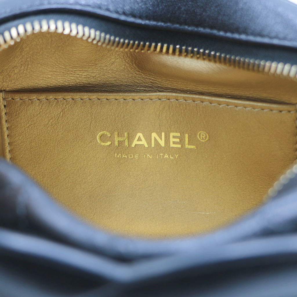 Chanel Lambskin Quilted Coco Midnight Camera Case Black
