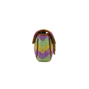 Gucci Woven Raffia Calfskin Super Mini GG Marmont Shoulder Bag Multicolor