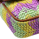 Gucci Woven Raffia Calfskin Super Mini GG Marmont Shoulder Bag Multicolor