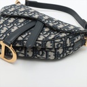 Christian Dior Oblique Saddle Bag Handbag Blue