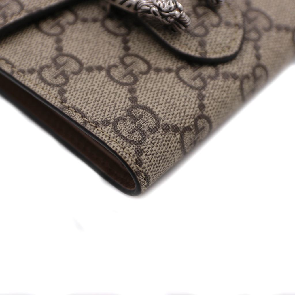 Gucci  Dionysus GG Supreme Canvas Card Case Wallet Beige 627073