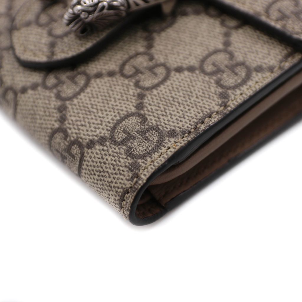 Gucci  Dionysus GG Supreme Canvas Card Case Wallet Beige 627073
