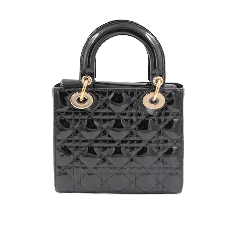 Christian Dior  Patent Cannage Small Lady Dior Black