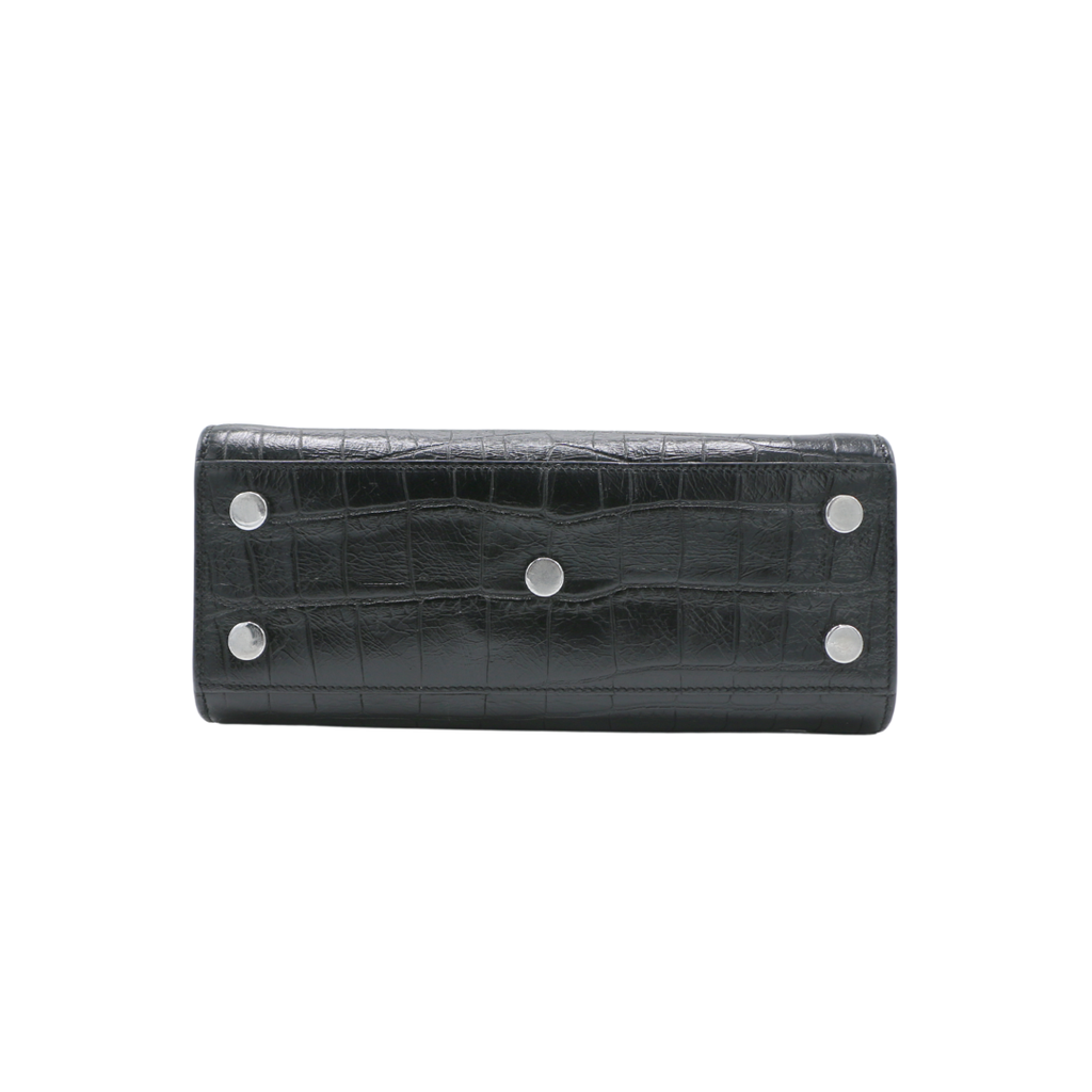 Saint Laurent Sac De Jour Small Croc Embossed Bag Black