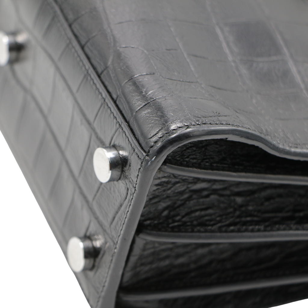 Saint Laurent Sac De Jour Small Croc Embossed Bag Black