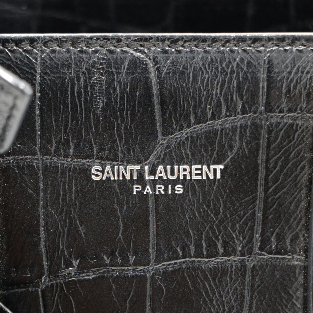 Saint Laurent Sac De Jour Small Croc Embossed Bag Black