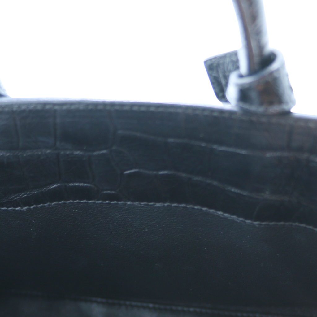 Saint Laurent Sac De Jour Small Croc Embossed Bag Black