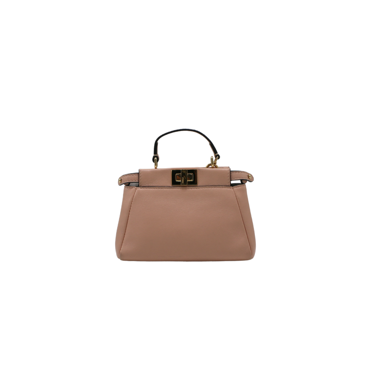 Fendi Peach Leather Micro Peekaboo Crossbody Bag