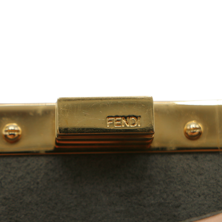 Fendi Peach Leather Micro Peekaboo Crossbody Bag