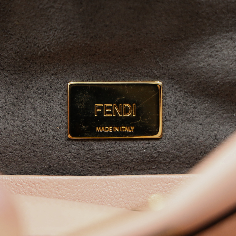 Fendi Peach Leather Micro Peekaboo Crossbody Bag