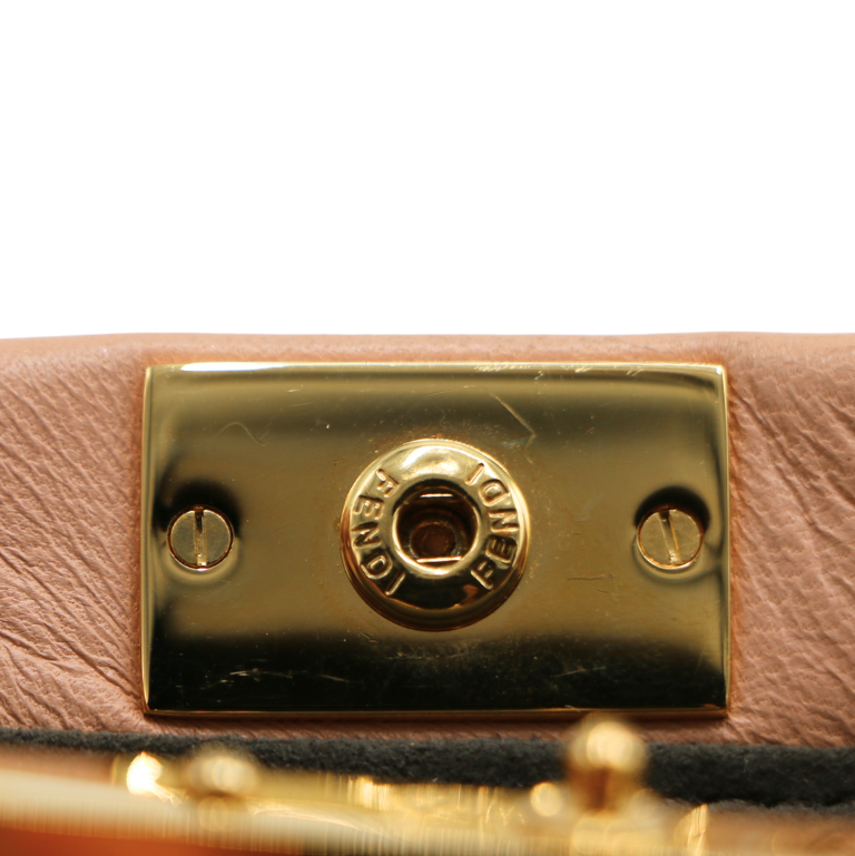 Fendi Peach Leather Micro Peekaboo Crossbody Bag