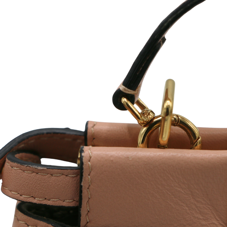 Fendi Peach Leather Micro Peekaboo Crossbody Bag