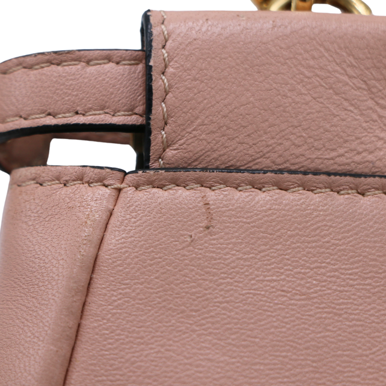 Fendi Peach Leather Micro Peekaboo Crossbody Bag