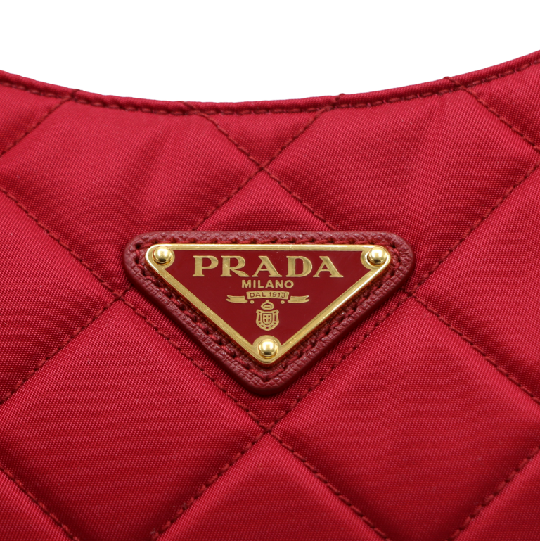 Prada Nylon Quilted Re-Edition Handbag Red