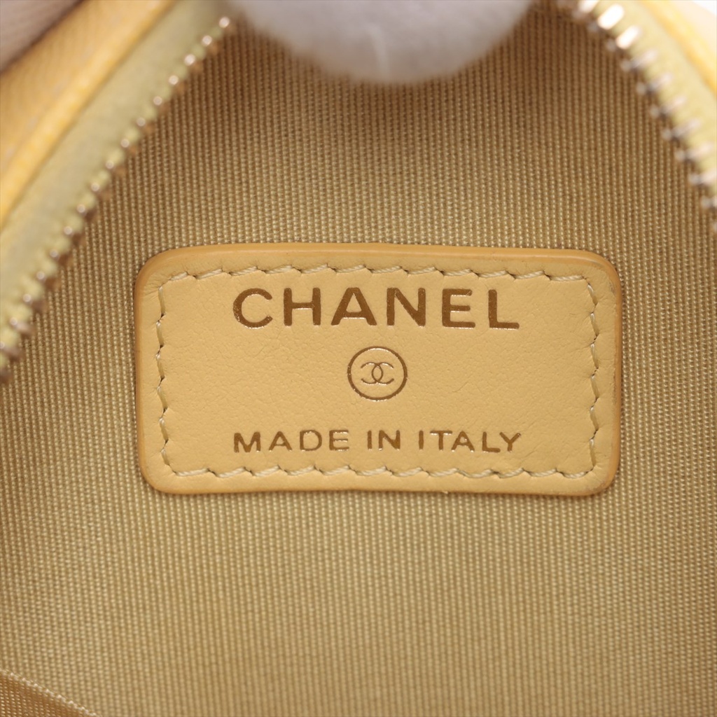 Chanel Caviar Chain Shoulder Round Yellow Bag 