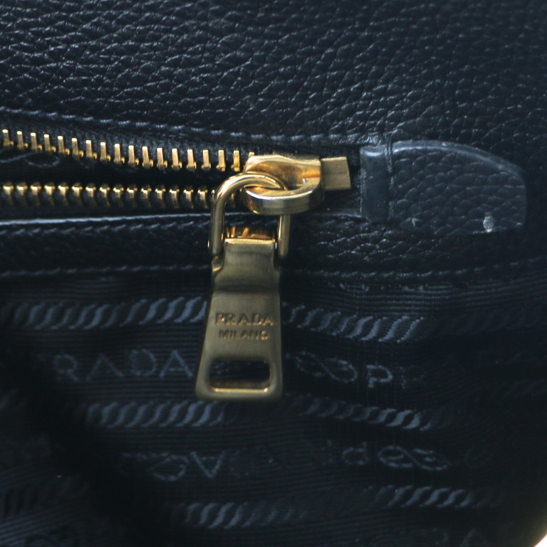 Prada Vitello Phenix Leather Handbag Black