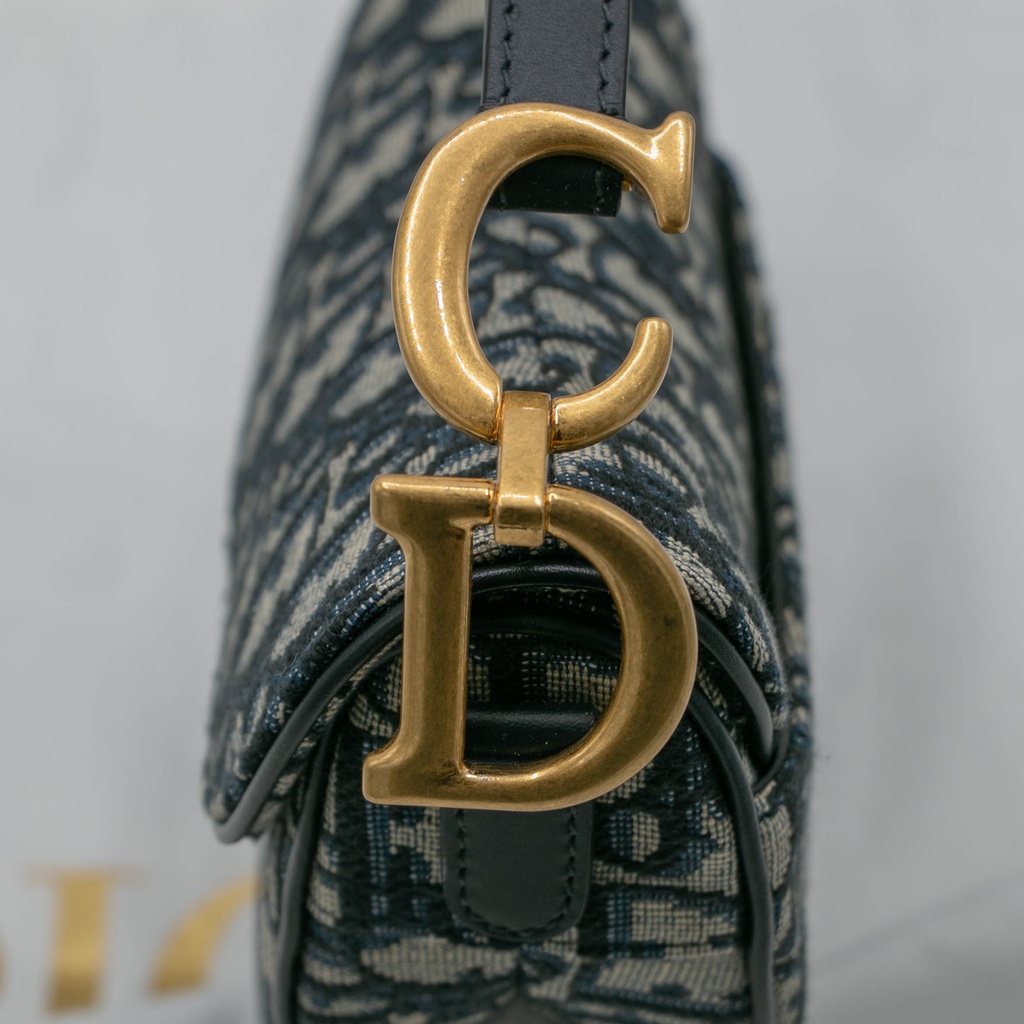 Christian Dior Oblique Mini Saddle Bag Blue