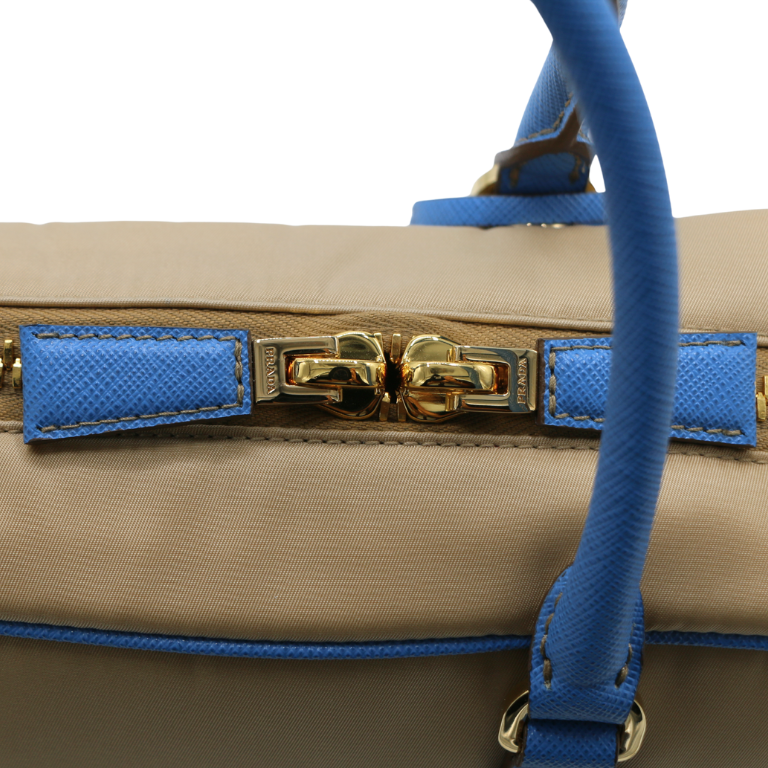 Prada Re-edition Camel 1978 Medium Re-nylon And Saffiano Leather Two-handle Bag