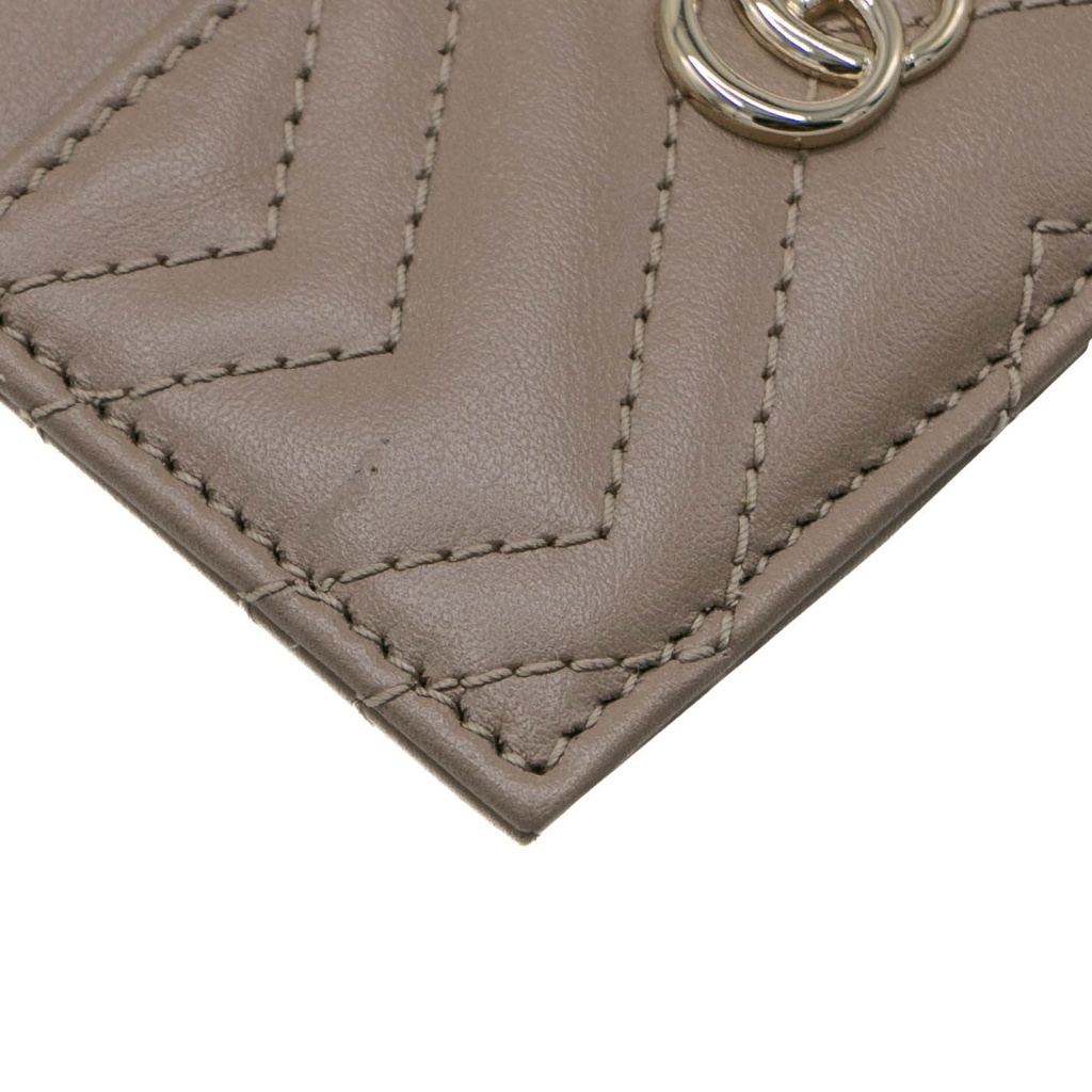 Gucci GG Matelasse Chevron Marmont Card Case Beige 443127