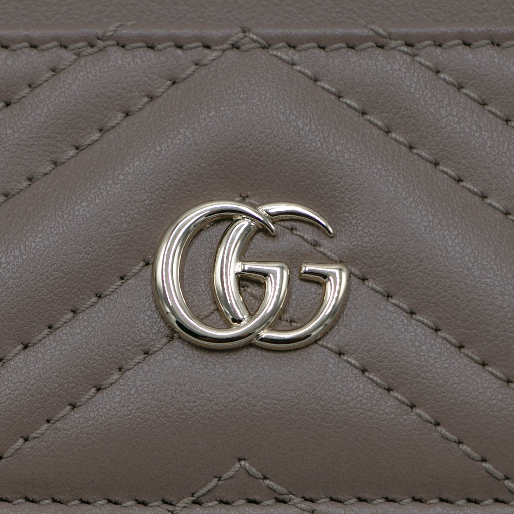 Gucci GG Matelasse Chevron Marmont Card Case Beige 443127