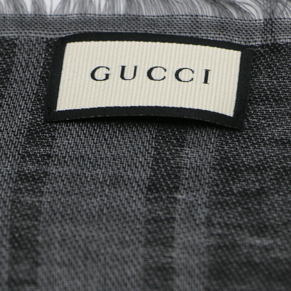 Gucci - 10434 Wool Silk Diamante Monogram Shawl Grey 544615
