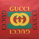 Gucci Pebbled Calfskin Medium Logo Portfolio Clutch Hibiscus Red 500981