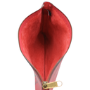 Gucci Pebbled Calfskin Medium Logo Portfolio Clutch Hibiscus Red 500981