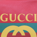 Gucci Pebbled Calfskin Medium Logo Portfolio Clutch Hibiscus Red 500981