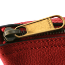 Gucci Pebbled Calfskin Medium Logo Portfolio Clutch Hibiscus Red 500981