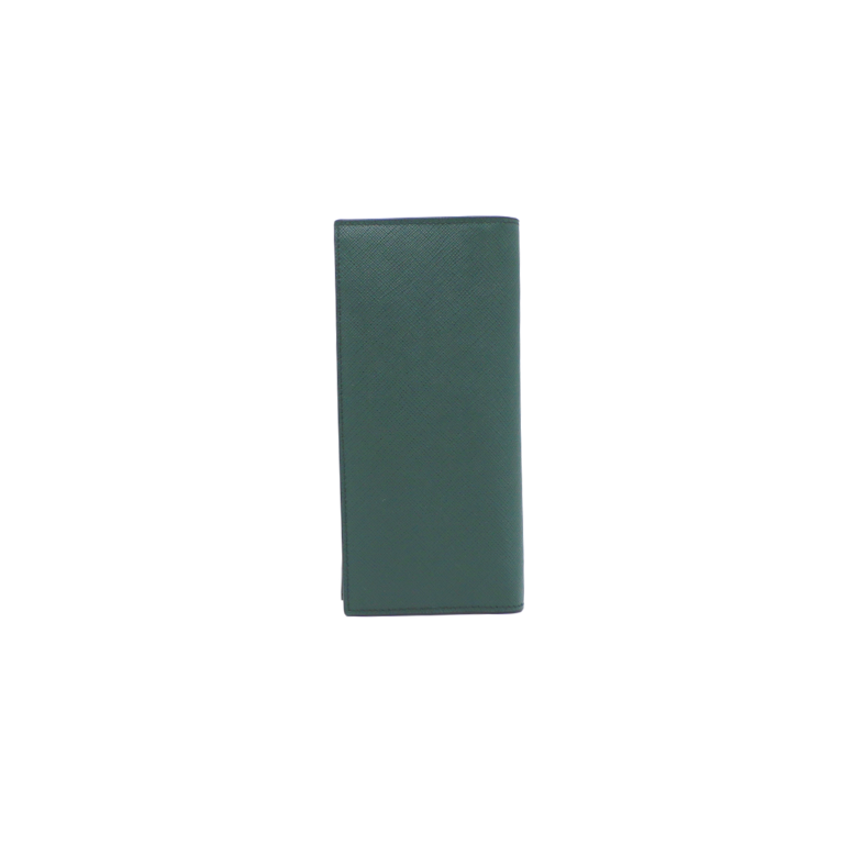 Prada Saffiano Long Folded Wallet Green