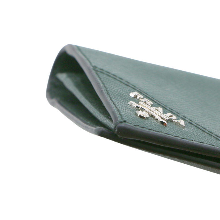 Prada Saffiano Long Folded Wallet Green
