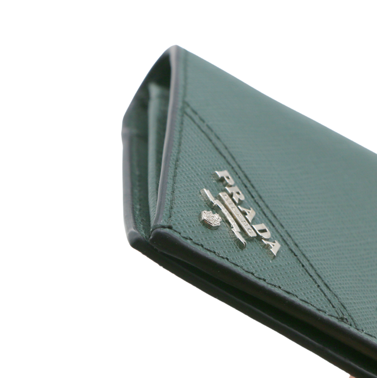 Prada Saffiano Long Folded Wallet Green