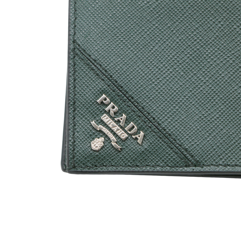 Prada Saffiano Long Folded Wallet Green