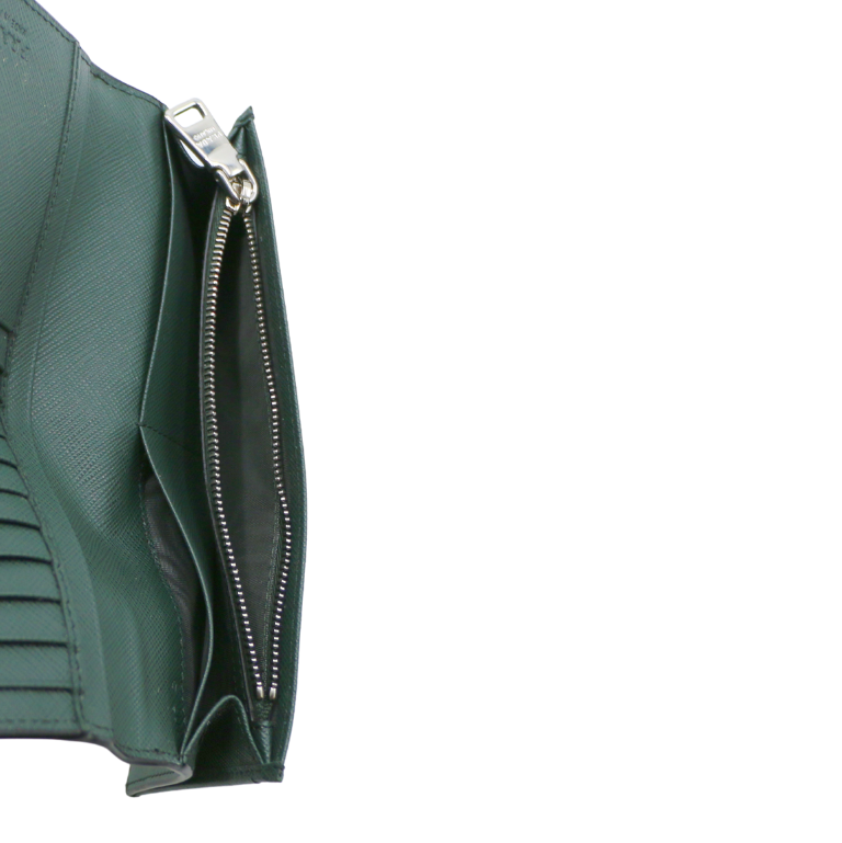 Prada Saffiano Long Folded Wallet Green