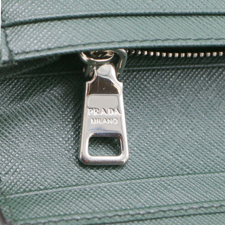 Prada Saffiano Long Folded Wallet Green