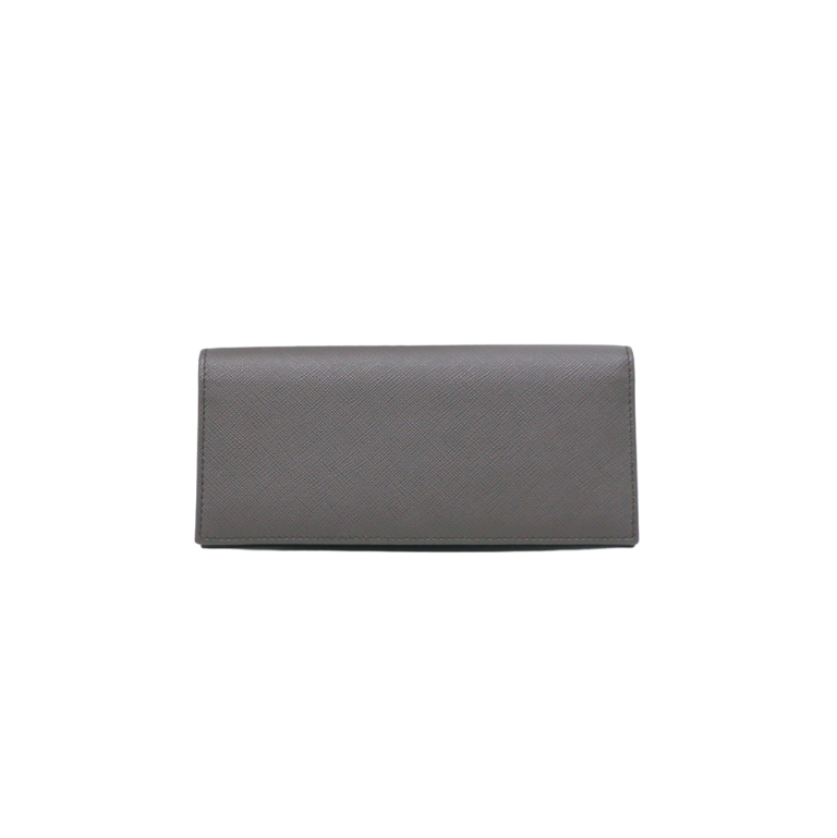 Prada Saffiano Long Folded Wallet Gray