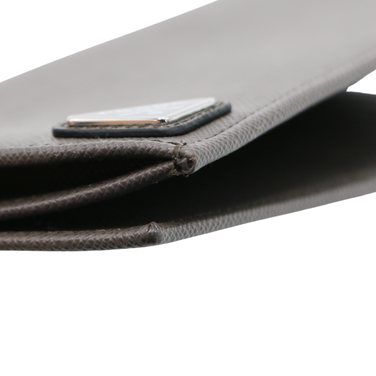 Prada Saffiano Long Folded Wallet Gray