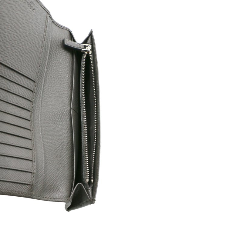 Prada Saffiano Long Folded Wallet Gray