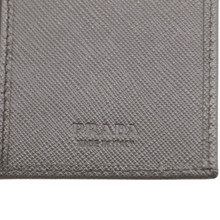 Prada Saffiano Long Folded Wallet Gray