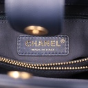Chanel Grained Calfskin Small Lady Coco Top Handle Tote Navy Blue 