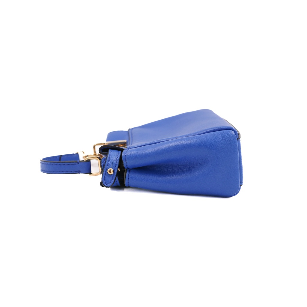 Fendi Blue Leather Micro Peekaboo Top Handle Bag