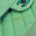 Chanel Lambskin Quilted Mini Rectangular Flap Green Blue