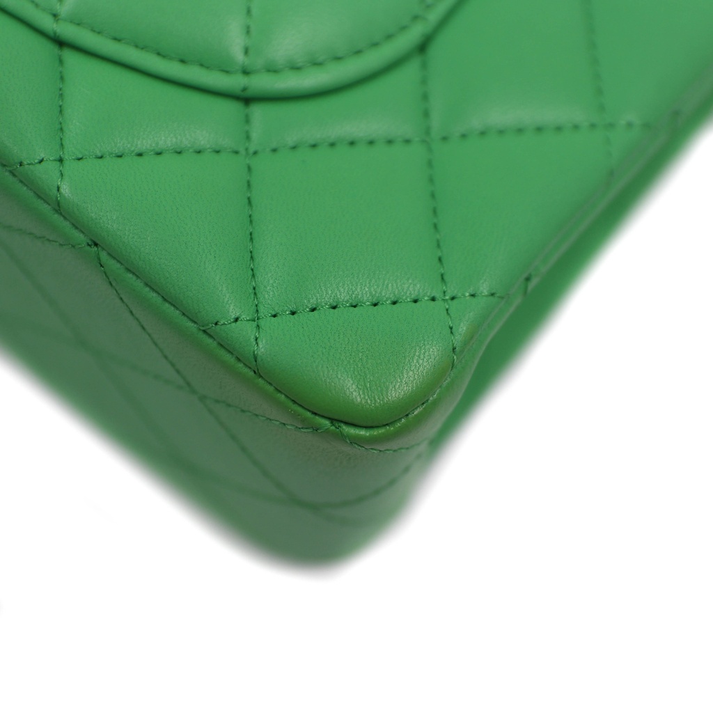 Chanel Lambskin Quilted Mini Rectangular Flap Green Blue