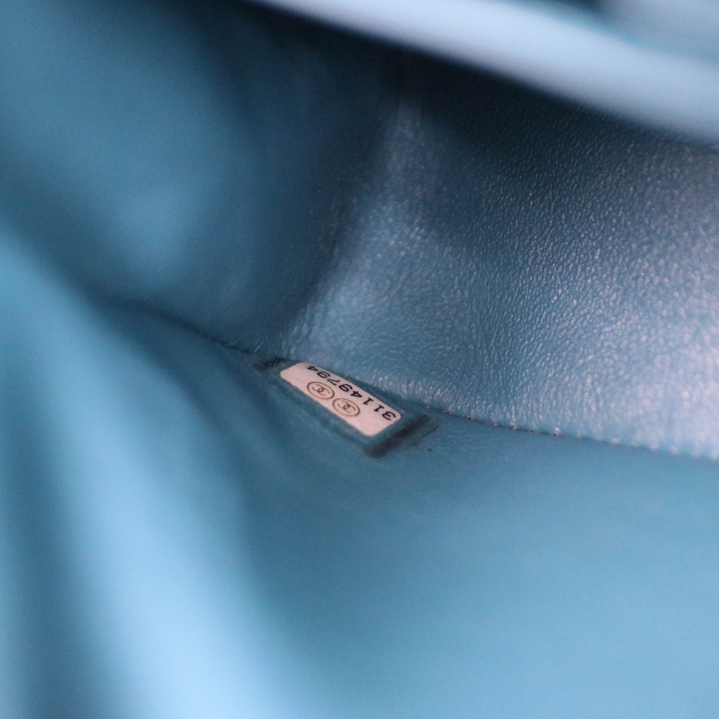 Chanel Lambskin Quilted Mini Rectangular Flap Green Blue